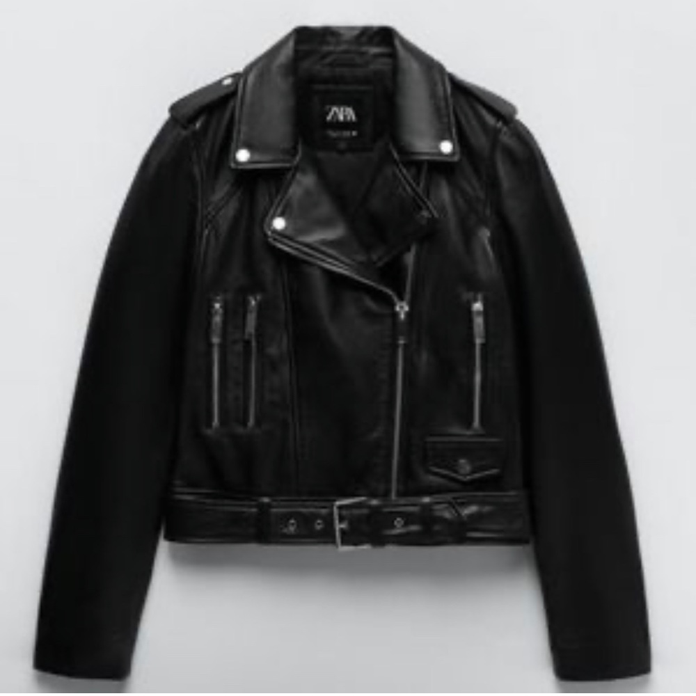 Zara Black Leather Biker Jacket